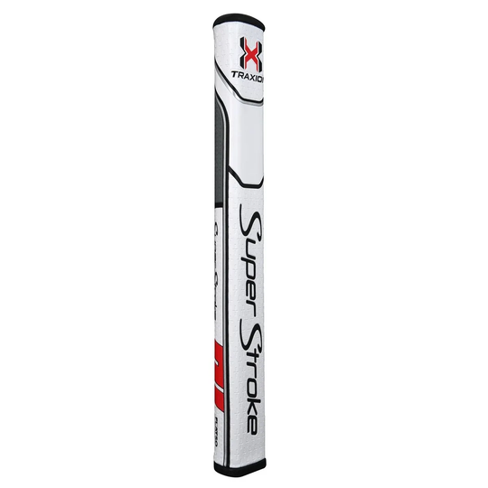 SuperStroke Traxion Flatso 2.0 Putter - Non-tapered 0.580" White/Grey/Red - Midsize Golf Grips