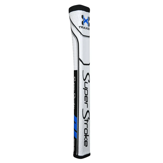 SuperStroke Traxion Pistol GT 2.0 Putter - Non-tapered 0.580" Black/White/Blue - Midsize Golf Grips