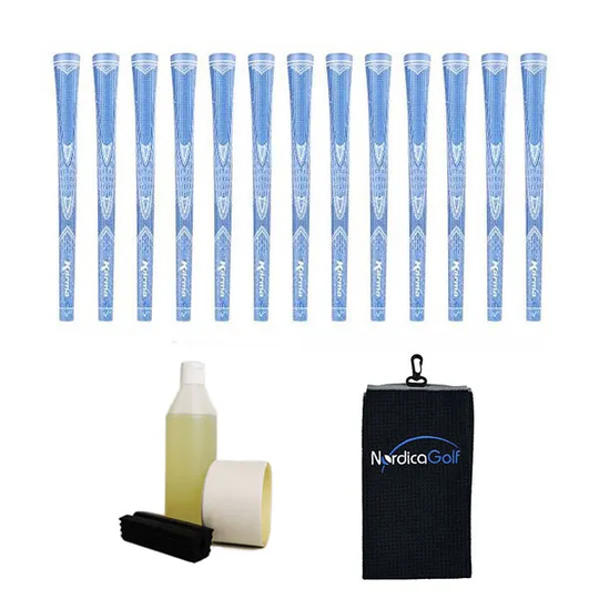 Karma Sparkle Undersize Light Blue 0.560" Greppkit - 13 grepp, klämma, vätska, tejp, handduk