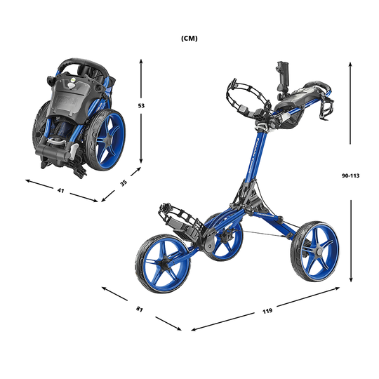 CaddyTek CaddyLite Compact - Golfvagn med 3 Hjul - Blå