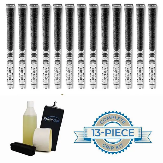 Golf Pride New Decade MultiCompound MCC Midsize Black/White Greppkit - 13 grepp, klämma, vätska, tejp, handduk