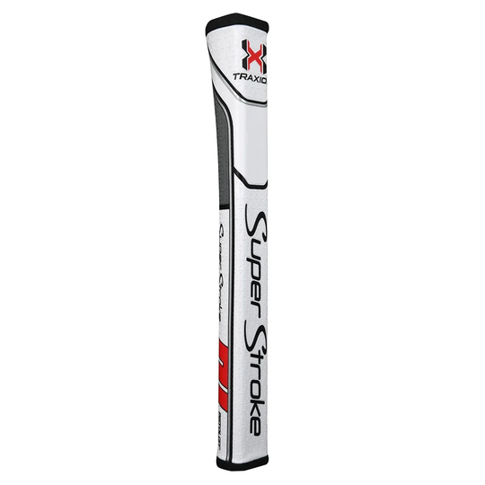 SuperStroke Traxion Pistol GT 2.0 Putter - Non-tapered 0.580" White/Grey/Red - Midsize Golf Grips