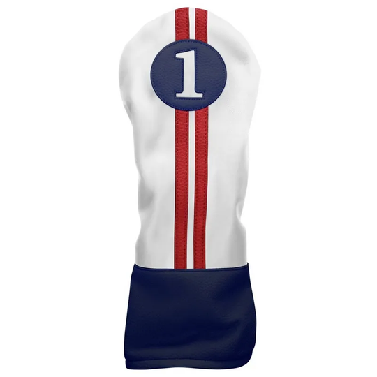Golftillbehör - Sahara Retro Driver Headcover Röd/Vit/Blå
