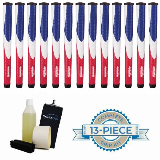 Jumbomax Tour Series Medium Super Jumbo Red/White/Blue Greppkit - 13 grepp, klämma, vätska, tejp, handduk
